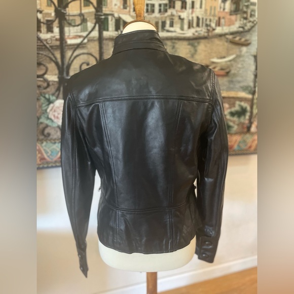 Womens Y2K Moto Jacket Genuine Leather Size M - Picture 5 of 9